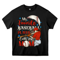 Black My favorite baseball player calls me mom Heavy Core Tee - FaDigitalArtStudio