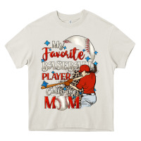 Cream My favorite baseball player calls me mom Heavy Core Tee - FaDigitalArtStudio
