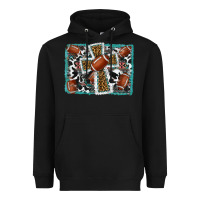 Black football cross aztec leopard background Heavyweight Hoodie - RanaPortraitStore