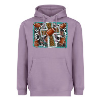 Lavender football cross aztec leopard background Heavyweight Hoodie - RanaPortraitStore