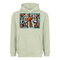 Matcha football cross aztec leopard background Heavyweight Hoodie - RanaPortraitStore