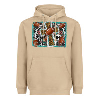 Mushroom football cross aztec leopard background Heavyweight Hoodie - RanaPortraitStore