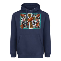 Navy football cross aztec leopard background Heavyweight Hoodie - RanaPortraitStore