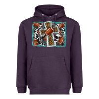 Plum football cross aztec leopard background Heavyweight Hoodie - RanaPortraitStore