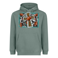 Sage football cross aztec leopard background Heavyweight Hoodie - RanaPortraitStore