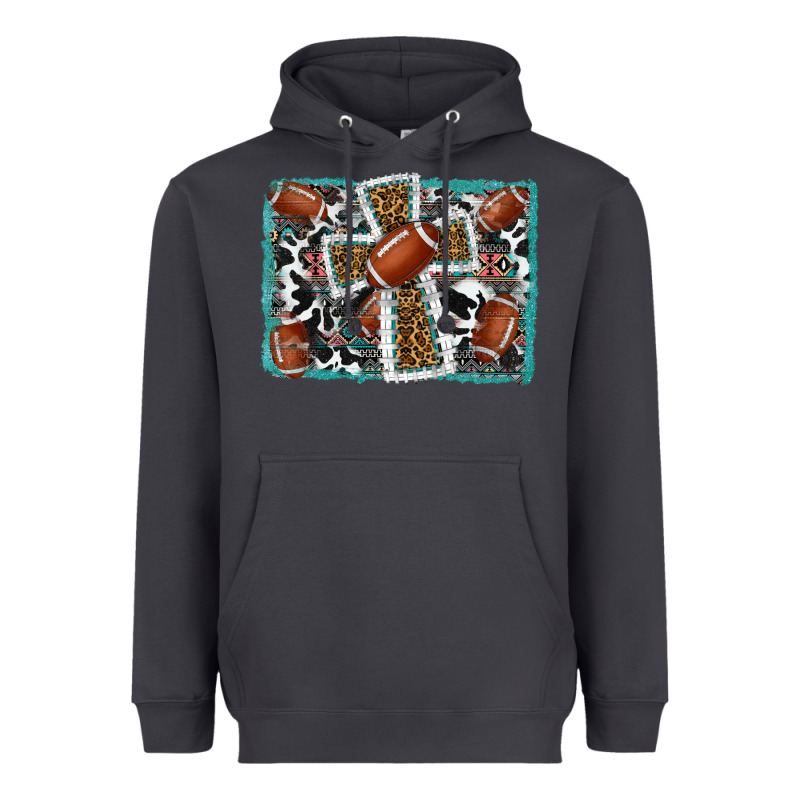 Football Cross Aztec Leopard Background Heavyweight Hoodie by RanaPortraitStore | Teevron