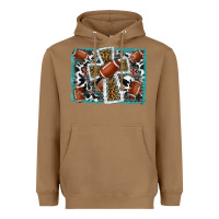 Toasted Coconut football cross aztec leopard background Heavyweight Hoodie - RanaPortraitStore