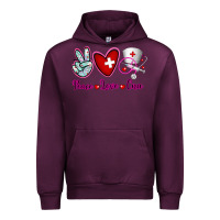 Mauve Wine Peace Love Cna Urban Hoodie - RanaPortraitStore