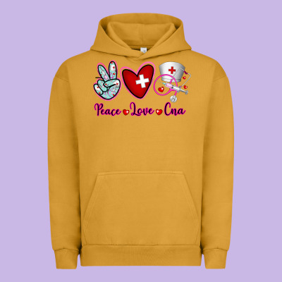 Peace Love Cna Urban Hoodie Designed By Ranaportraitstore