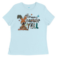 Baby Blue Happy Easter Y'all Ladies Tee - CowhideDigitalArt