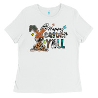White Happy Easter Y'all Ladies Tee - CowhideDigitalArt