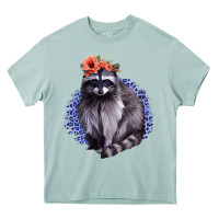 Classy But A Little Thrashy Racoon With Flowers Heavy Core Tee | Teevron