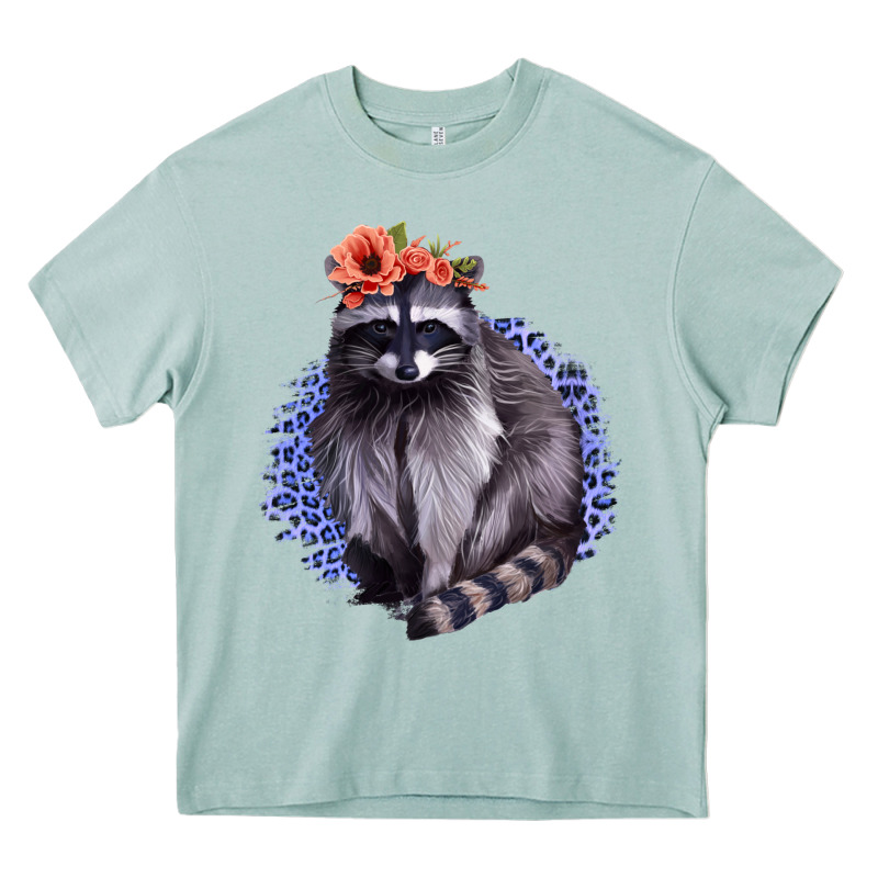 Classy But A Little Thrashy Racoon With Flowers Heavy Core Tee by Jasminsmagicworld | Teevron