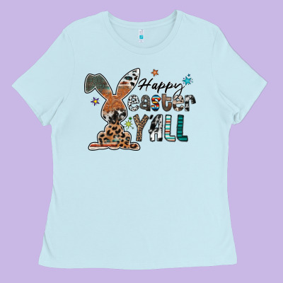 Happy Easter Y'all Ladies Tee Designed By Cowhidedigitalart