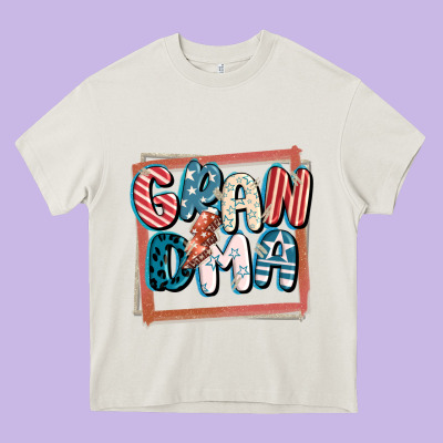 4th Of July Grandma With Lightning Bolt Heavy Core Tee Designed By Fadigitalartstudio