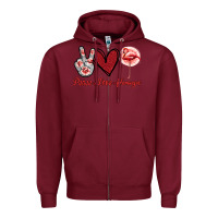 Burgundy Peace Love Flamingo Zipper Hoodie - Jasminsmagicworld