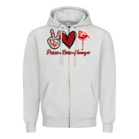Dove Grey Peace Love Flamingo Zipper Hoodie - Jasminsmagicworld