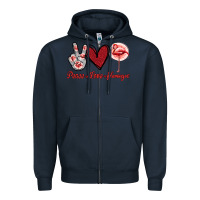 Navy Peace Love Flamingo Zipper Hoodie - Jasminsmagicworld