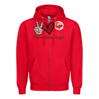 Red Peace Love Flamingo Zipper Hoodie - Jasminsmagicworld