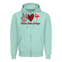 Seafoam Peace Love Flamingo Zipper Hoodie - Jasminsmagicworld