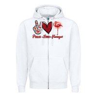 White Peace Love Flamingo Zipper Hoodie - Jasminsmagicworld