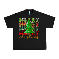 Black Merry Christmas Tree Urban Heavy Tee - CowhideDigitalArt