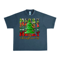 Midnight Navy Merry Christmas Tree Urban Heavy Tee - CowhideDigitalArt