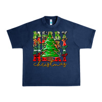 Navy Merry Christmas Tree Urban Heavy Tee - CowhideDigitalArt