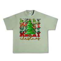 Oil Green Merry Christmas Tree Urban Heavy Tee - CowhideDigitalArt