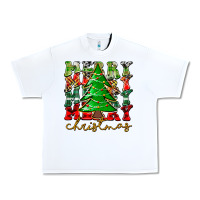 White Merry Christmas Tree Urban Heavy Tee - CowhideDigitalArt