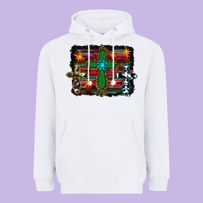 Cross Leopard Cowhide Glitter Serape Heavyweight Hoodie Designed By Ranaportraitstore