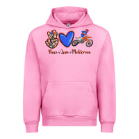 Fuchsia Pink Peace Love Motocross Urban Hoodie - RanaPortraitStore