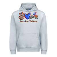 Heather Grey Peace Love Motocross Urban Hoodie - RanaPortraitStore