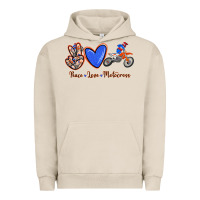 Pigment French Oak Peace Love Motocross Urban Hoodie - RanaPortraitStore