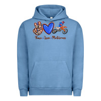 Pigment Pebble Blue Peace Love Motocross Urban Hoodie - RanaPortraitStore