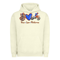 Pigment Pistachio Peace Love Motocross Urban Hoodie - RanaPortraitStore