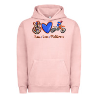 Pigment Salmon Peace Love Motocross Urban Hoodie - RanaPortraitStore