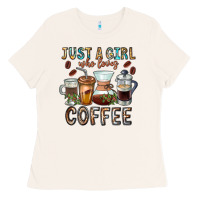Bone Just A Girl Who Loves Coffee Ladies Tee - CowhideDigitalArt