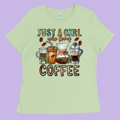Just A Girl Who Loves Coffee Ladies Tee Designed By Cowhidedigitalart
