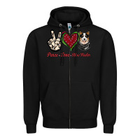 Black Peace Love Blue Heeler Zipper Hoodie - Jasminsmagicworld