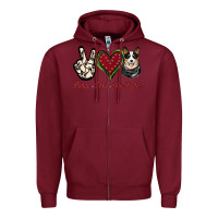 Burgundy Peace Love Blue Heeler Zipper Hoodie - Jasminsmagicworld