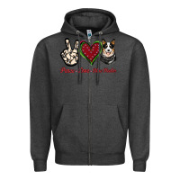 Charcoal Heather Peace Love Blue Heeler Zipper Hoodie - Jasminsmagicworld
