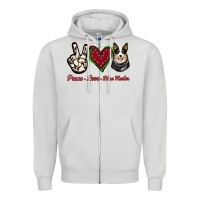 Dove Grey Peace Love Blue Heeler Zipper Hoodie - Jasminsmagicworld