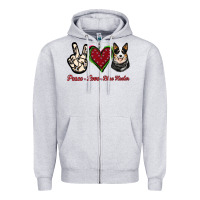 Heather Grey Peace Love Blue Heeler Zipper Hoodie - Jasminsmagicworld