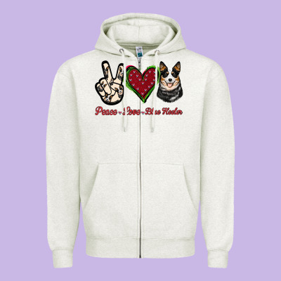 Peace Love Blue Heeler Zipper Hoodie Designed By Jasminsmagicworld