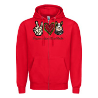 Red Peace Love Blue Heeler Zipper Hoodie - Jasminsmagicworld