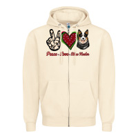 Sandshell Peace Love Blue Heeler Zipper Hoodie - Jasminsmagicworld