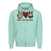Seafoam Peace Love Blue Heeler Zipper Hoodie - Jasminsmagicworld