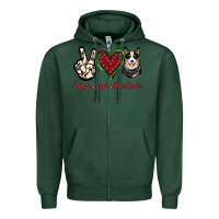 Sports Green Peace Love Blue Heeler Zipper Hoodie - Jasminsmagicworld