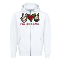 White Peace Love Blue Heeler Zipper Hoodie - Jasminsmagicworld